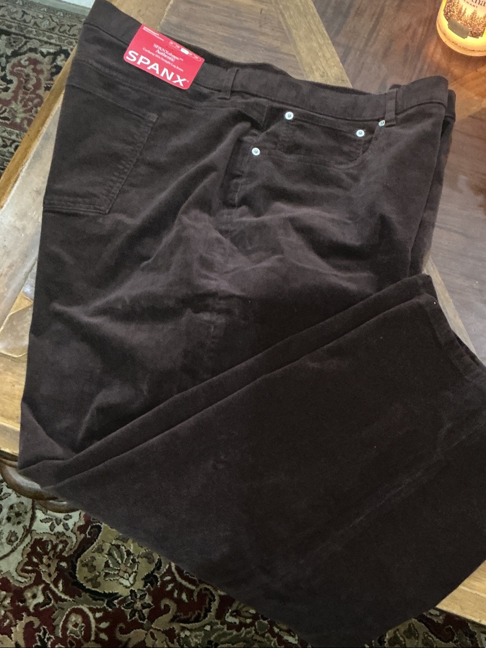 SPANX Women's Truffle Brown Straight-Leg Corduroy Pants
